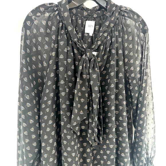 Misa Women's Black Lapis Eye Cindy Floral Mini Dress Size M - Picture 10 of 11